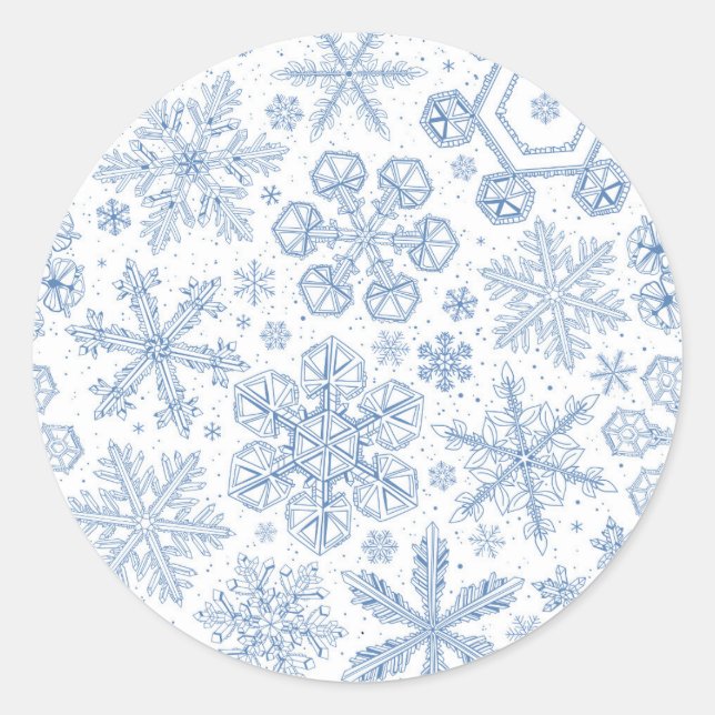 Gray Snowflakes on off white Classic Round Sticker (Front)