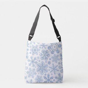 Gray Snowflakes on off white Crossbody Bag