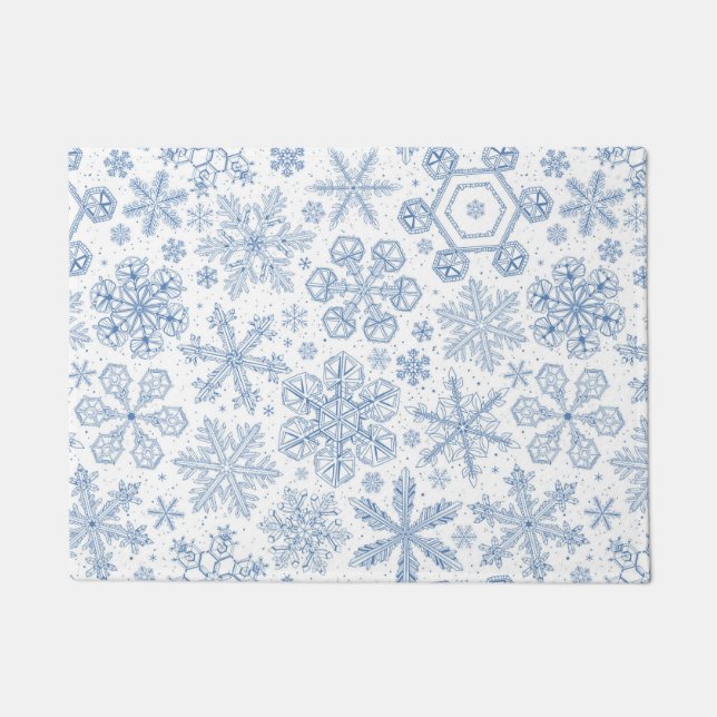 Gray Snowflakes on off white Doormat (Front)