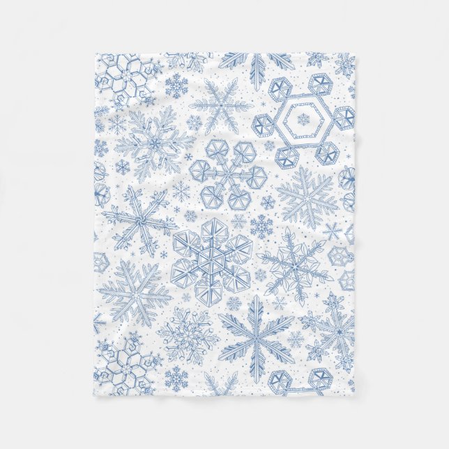 Gray Snowflakes on off white Fleece Blanket (Front)