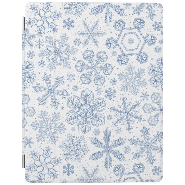 Gray Snowflakes on off white iPad Smart Cover (Front)