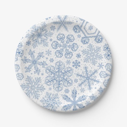Gray Snowflakes on off white Paper Plates