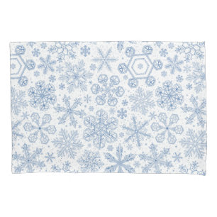 Gray Snowflakes on off white Pillow Case