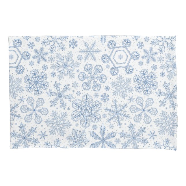 Gray Snowflakes on off white Pillow Case (Front-Left)