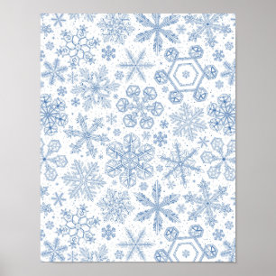Gray Snowflakes on off white Poster