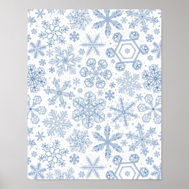 Gray Snowflakes on off white Poster (Front)
