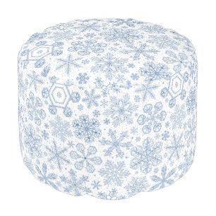 Gray Snowflakes on off white Pouf