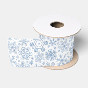 Gray Snowflakes on off white Satin Ribbon