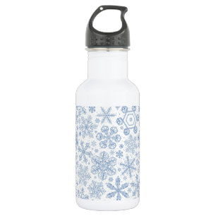 Gray Snowflakes on off white Stainless Steel Water Bottle
