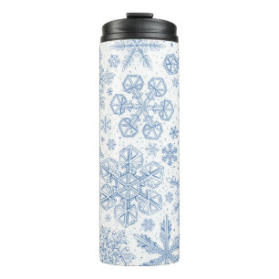 Gray Snowflakes on off white Thermal Tumbler