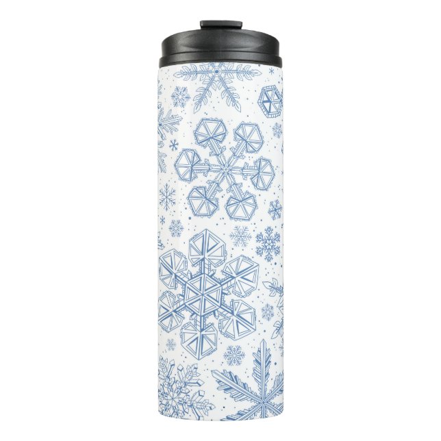 Gray Snowflakes on off white Thermal Tumbler (Front)