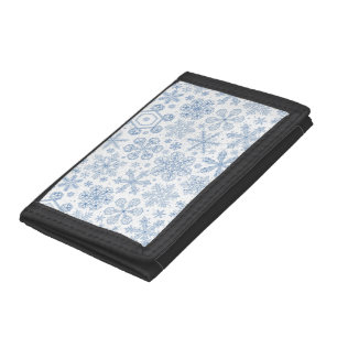 Gray Snowflakes on off white Tri-fold Wallet