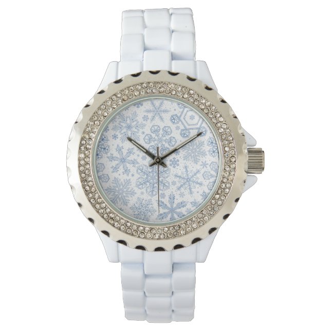 Gray Snowflakes on off white Watch (Front)
