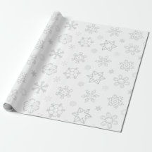 Gray Snowflakes on White Christmas Wrapping Paper