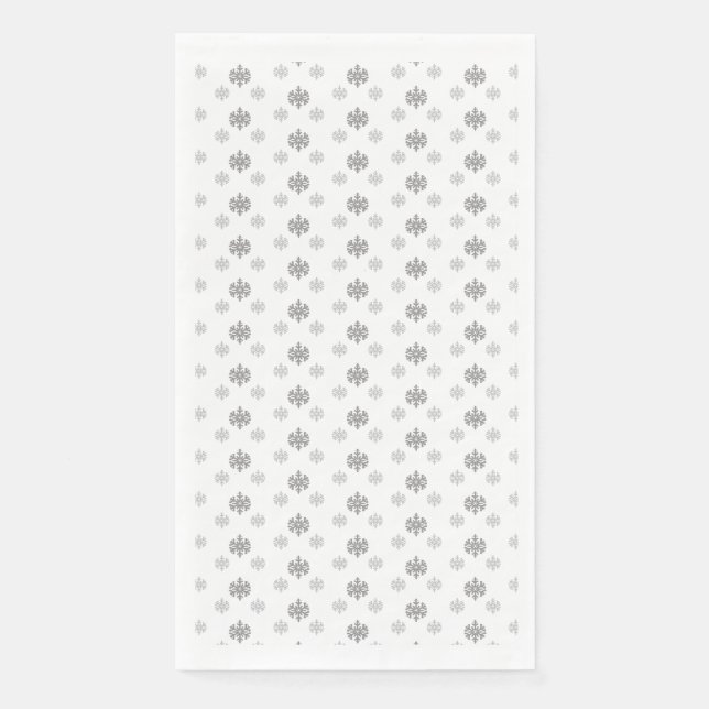 Gray Snowflakes Paper Guest Towels (Front)