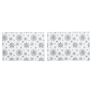 Gray Snowflakes Pattern Pillow Case