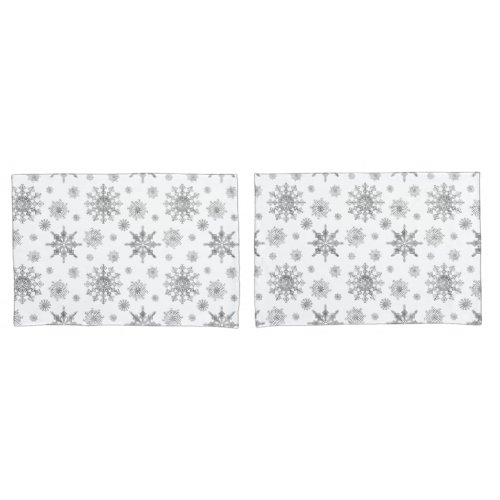 Gray Snowflakes Pattern Pillow Case