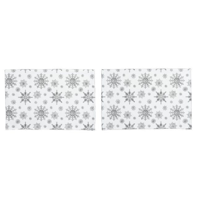 Gray Snowflakes Pattern Pillow Case (Front-Set)