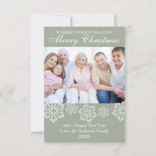 Gray Snowflakes Photo - 3x5 Christmas Card
