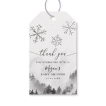 Gray Snowflakes Winter Wonderland Baby Shower Gift Tags