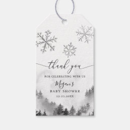Gray Snowflakes Winter Wonderland Baby Shower Gift Tags