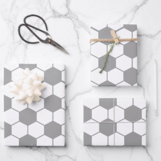 Gray Soccer ball pattern Wrapping Paper