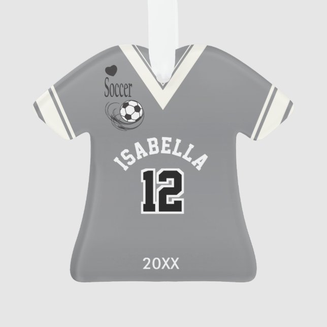Gray Soccer Shirt Ornament (Back)