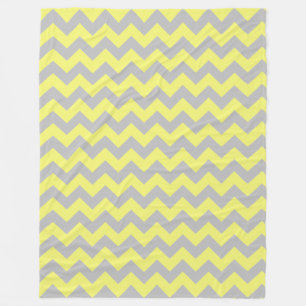 Gray Soft Yellow Chevron Pattern Fleece Blanket