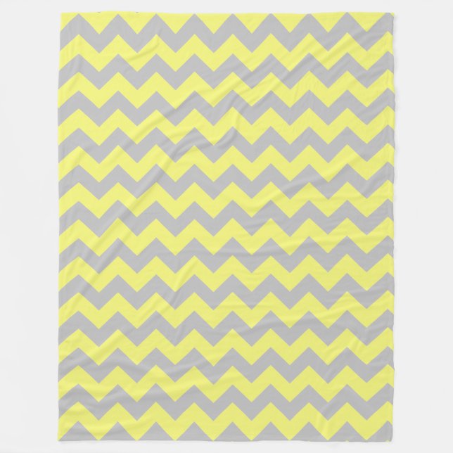 Gray Soft Yellow Chevron Pattern Fleece Blanket (Front)