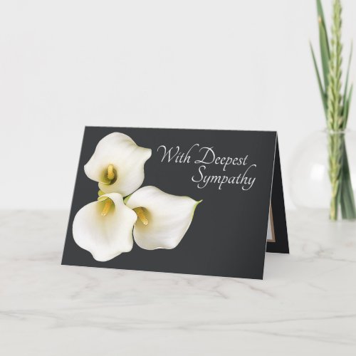 Gray Solid Color Background Calla Lilies Sympathy Card