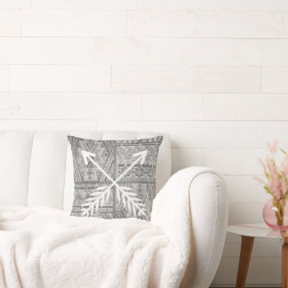 Gray Southwest Tribal Pattern Throw Pillow
