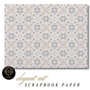 Gray Spanish Tile Pattern Scrapbook Paper 