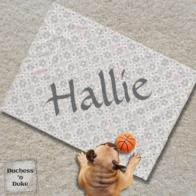 Gray Spanish Tile Personalized Dog Blanket  (Dog Blanket - Gray Spanish Tile Personalized)