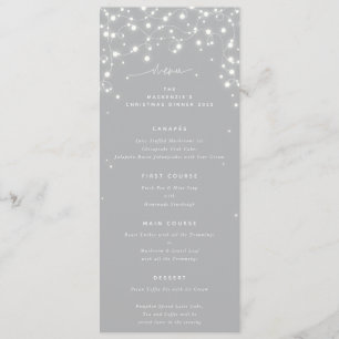 Gray Sparkling Lights Christmas Flat 4 Course Menu