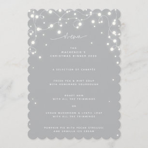 Gray Sparkling Lights Christmas Flat 4 Course Menu