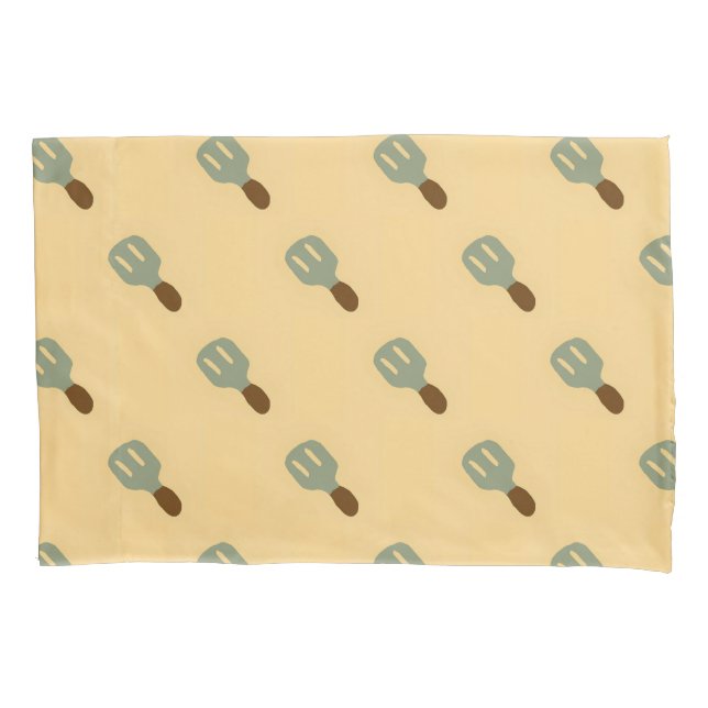 Gray spatula drawing pattern brown pillow case (Front)