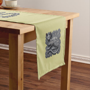 Gray Sphynx Paisley and Black Diamonds Long Table Runner