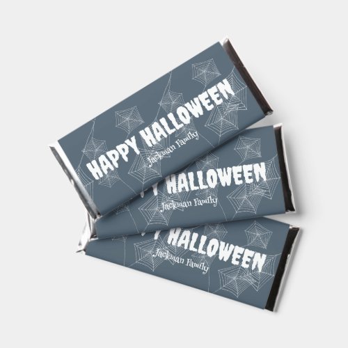 Gray spider web customizable Halloween Hershey Bar Favors