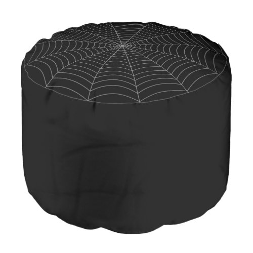 Gray spider web gothic minimalist Halloween black Pouf