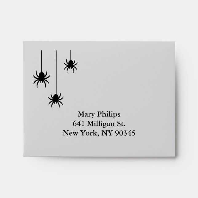 Gray Spiders and Lace RSVP Envelope (Front)