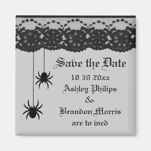 Gray Spiders and Lace Save the Date Magnet