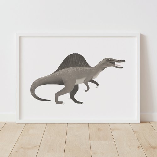 Gray Spinosaurus Dinosaur Kids Room Poster