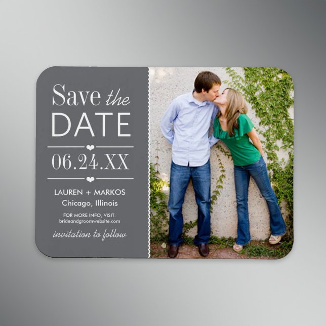 Gray Split Panel Photo Save the Date Magnet (Creator Uploaded)