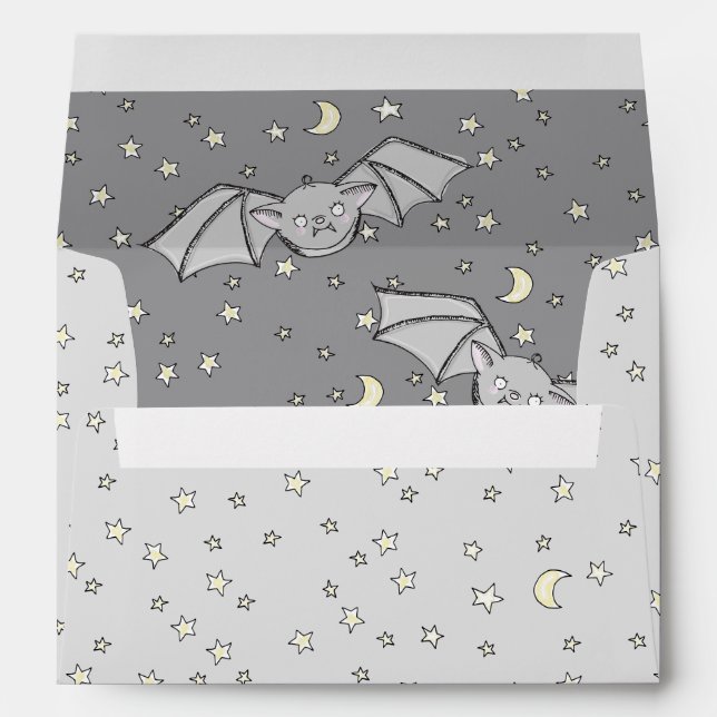 Gray Spooky Cute Bats Envelopes (Back (Bottom))