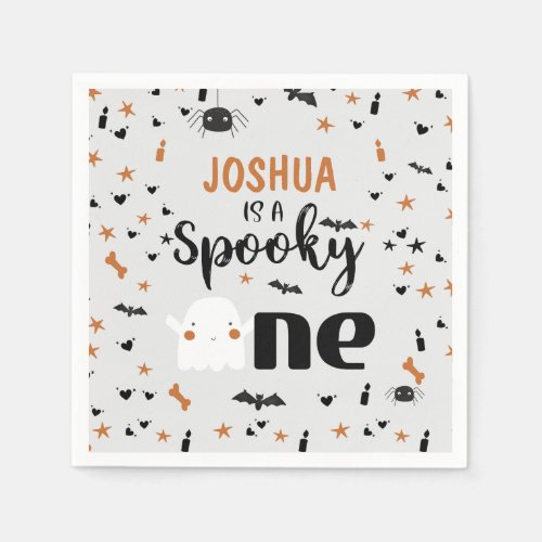 Gray Spooky One Halloween 1st Birthday Napkins