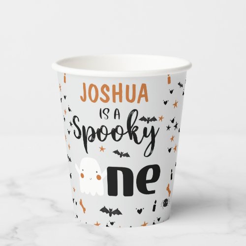 Gray Spooky One Halloween 1st Birthday Paper Cups