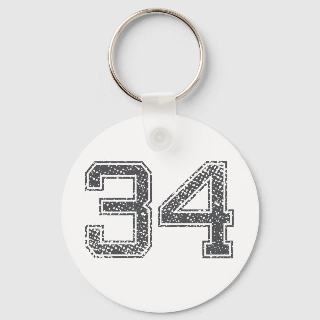 Gray Sports Jersey #34 Keychain (Front)