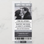 Gray Sports Ticket Save The Date at Zazzle