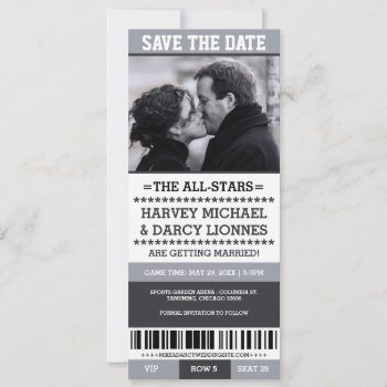 Gray Sports Ticket Save The Date by RenImasa at Zazzle