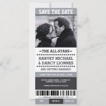 Gray Sports Ticket Save The Date
